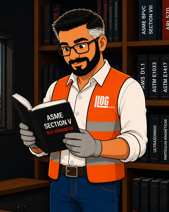 Retrato del Inspector Pepe Grietas, asistente de pruebas no destructivas de LLOG